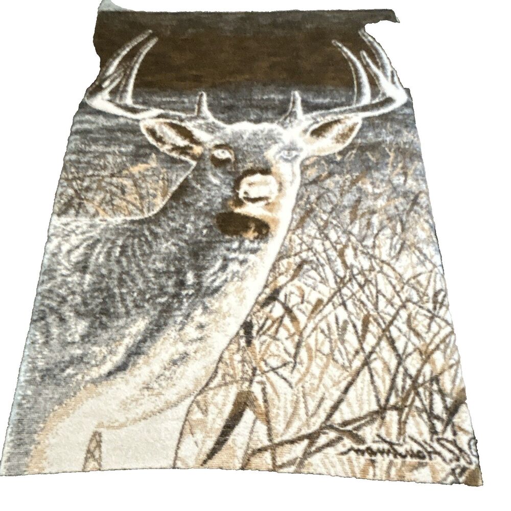 Vintage Biederlack James Hautman Deer Blanket Reversible Fleece Buck Cabin USA - Picture 5 of 10